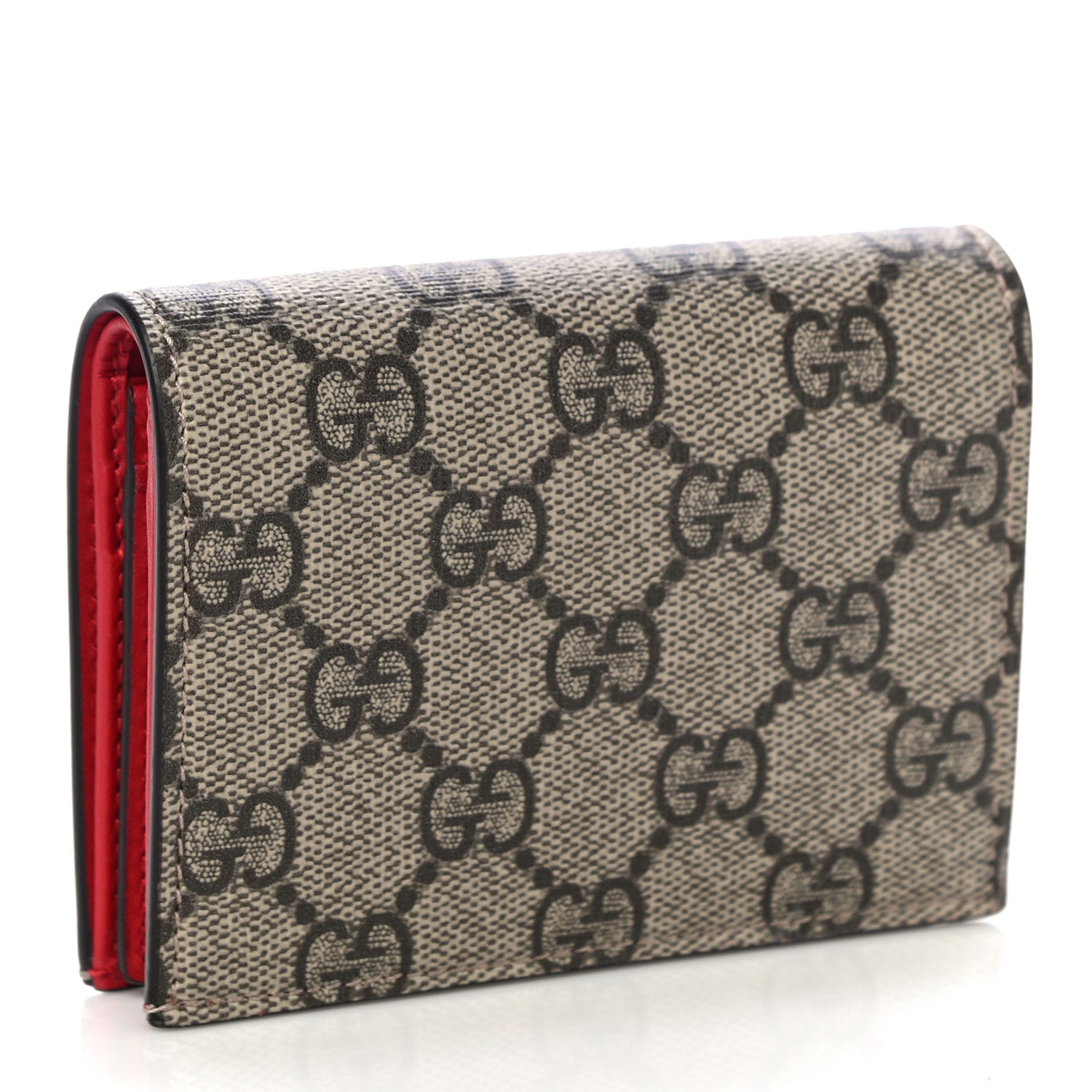Gucci GG Supreme Monogram Cherry Embellished Card Case Wallet Hibiscus Red 3 of 10