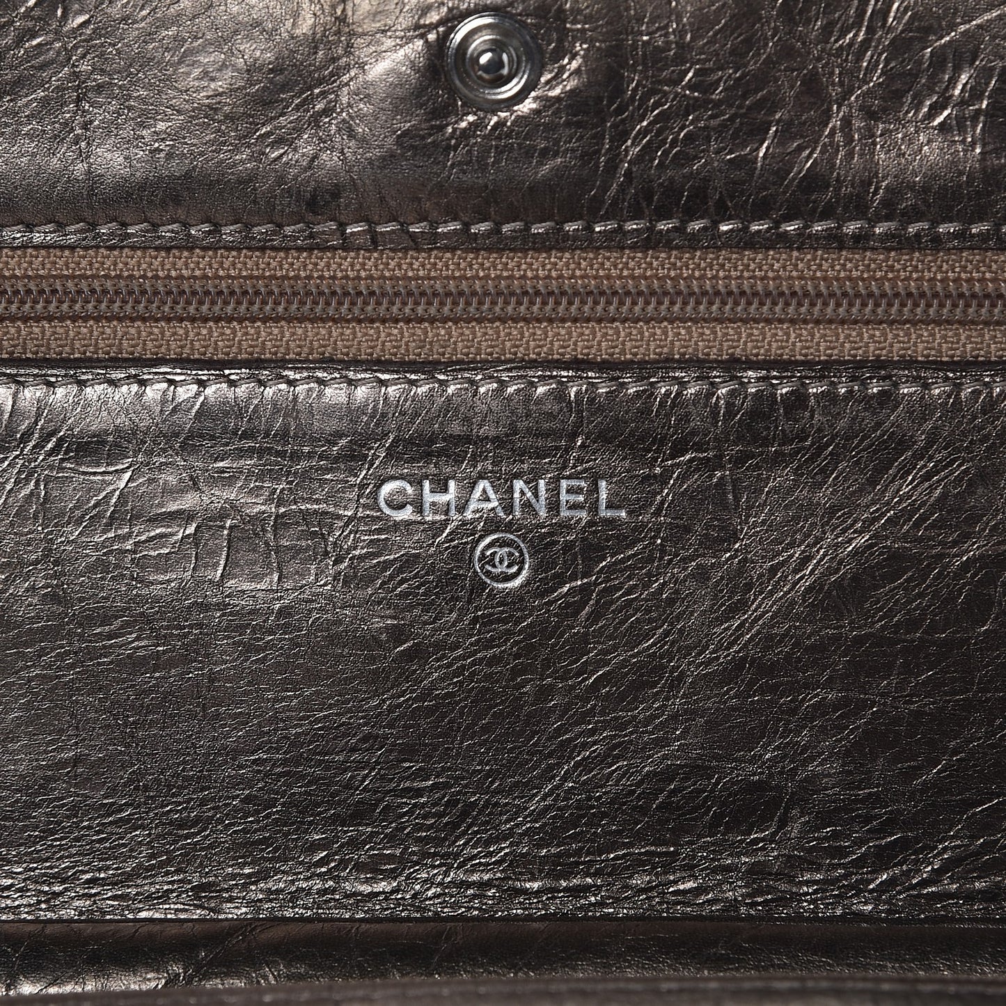 Metallic Aged Calfskin Quilted Reissue Wallet On Chain WOC Bronze