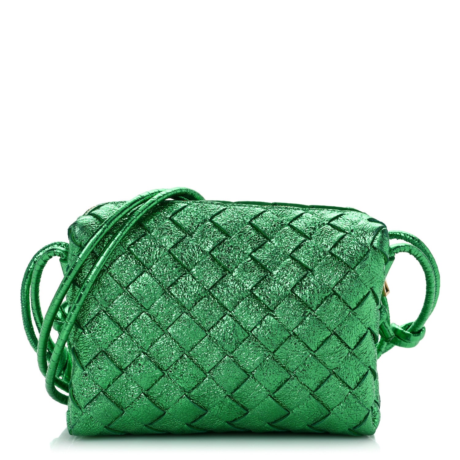 Bottega Veneta Metallic Calfskin Intrecciato Mini Loop Camera Bag Green 1 of 8