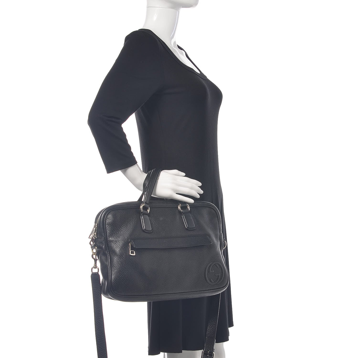 Gucci Pebbled Calfskin Soho Briefcase Black 3 of 19
