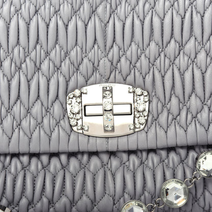 Miu Miu Nappa Matelasse Crystal Flap Clutch Pomice 9 of 10