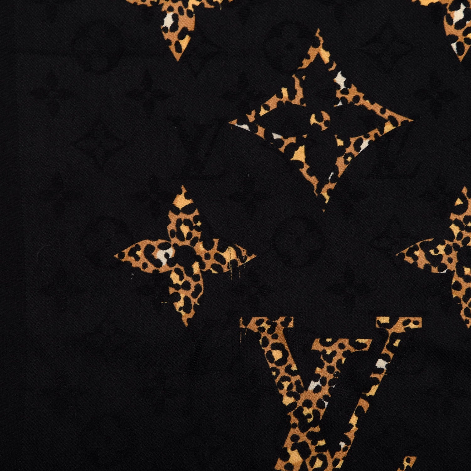 Louis Vuitton Wool Silk Monogram Giant Jungle Scarf Black 4 of 4