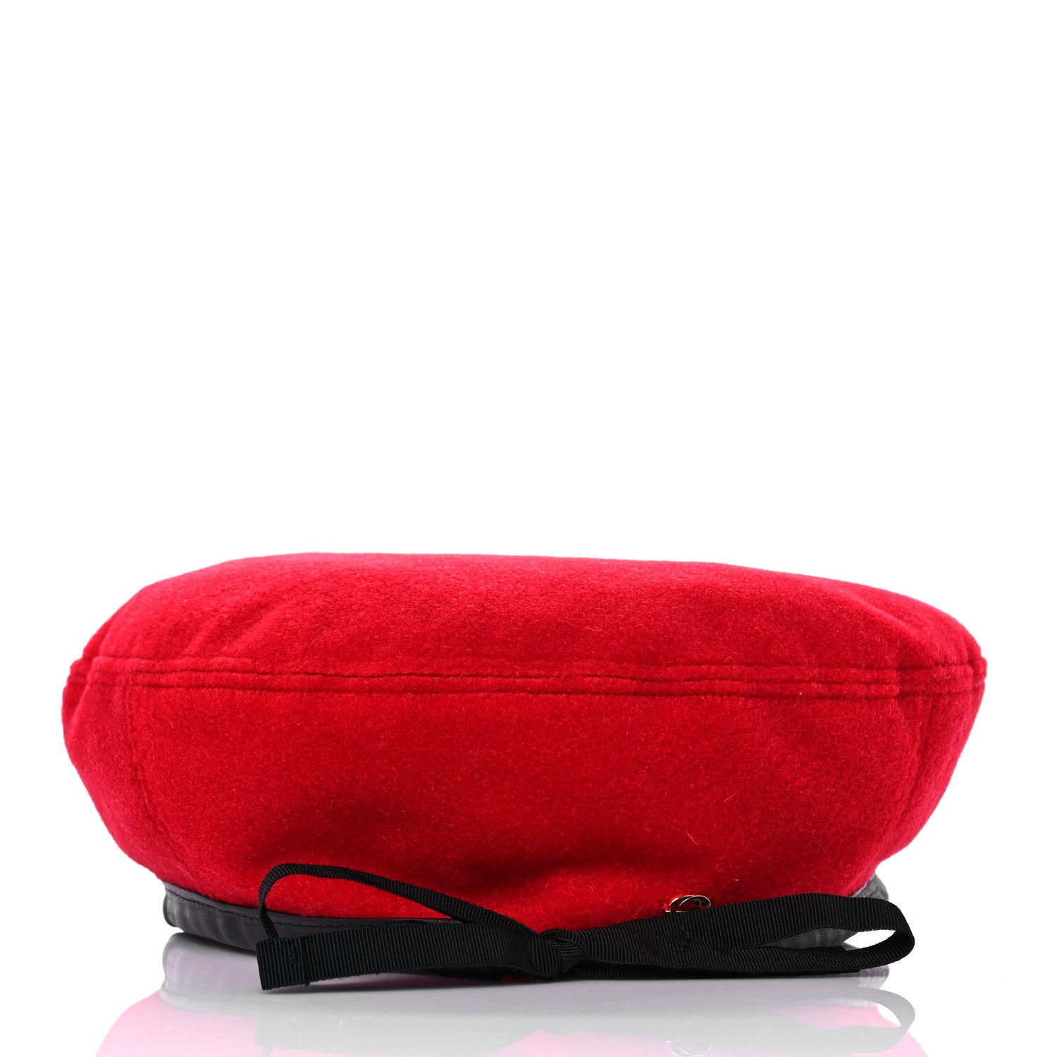 Gucci Felt Embroidered GG Patch Beret Hat L Red 3 of 6