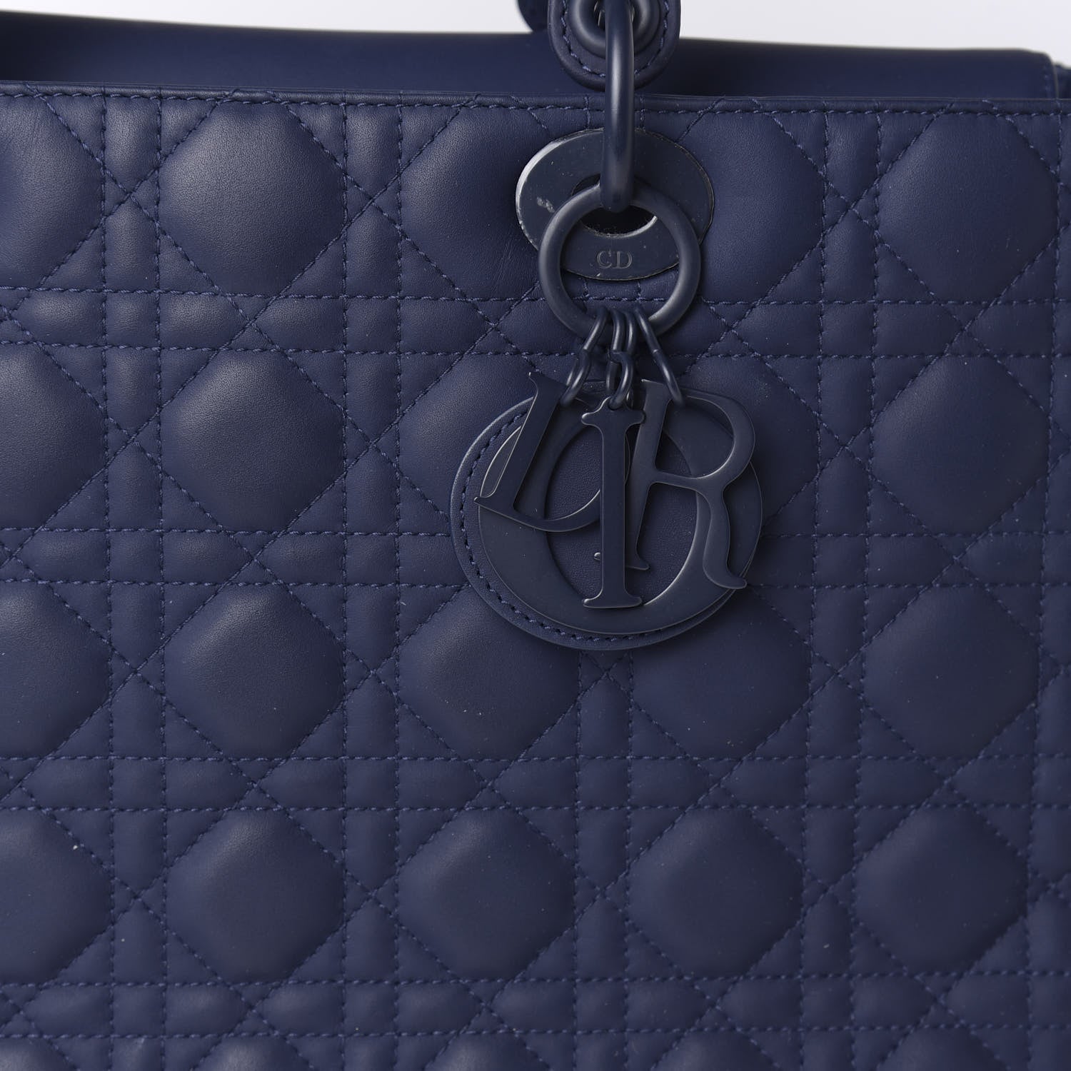 Christian Dior Ultra Matte Calfskin Cannage Large Lady Dior Blue 10 of 12