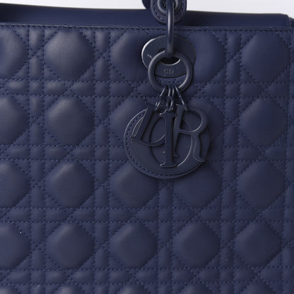 Christian Dior Ultra Matte Calfskin Cannage Large Lady Dior Blue 10 of 12