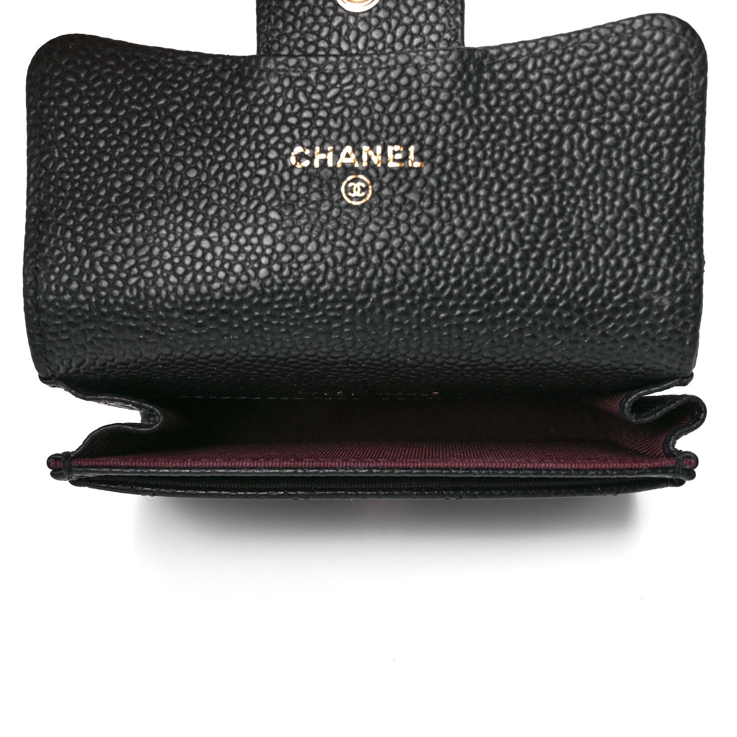 Caviar Quilted Flap Card Holder Wallet Black