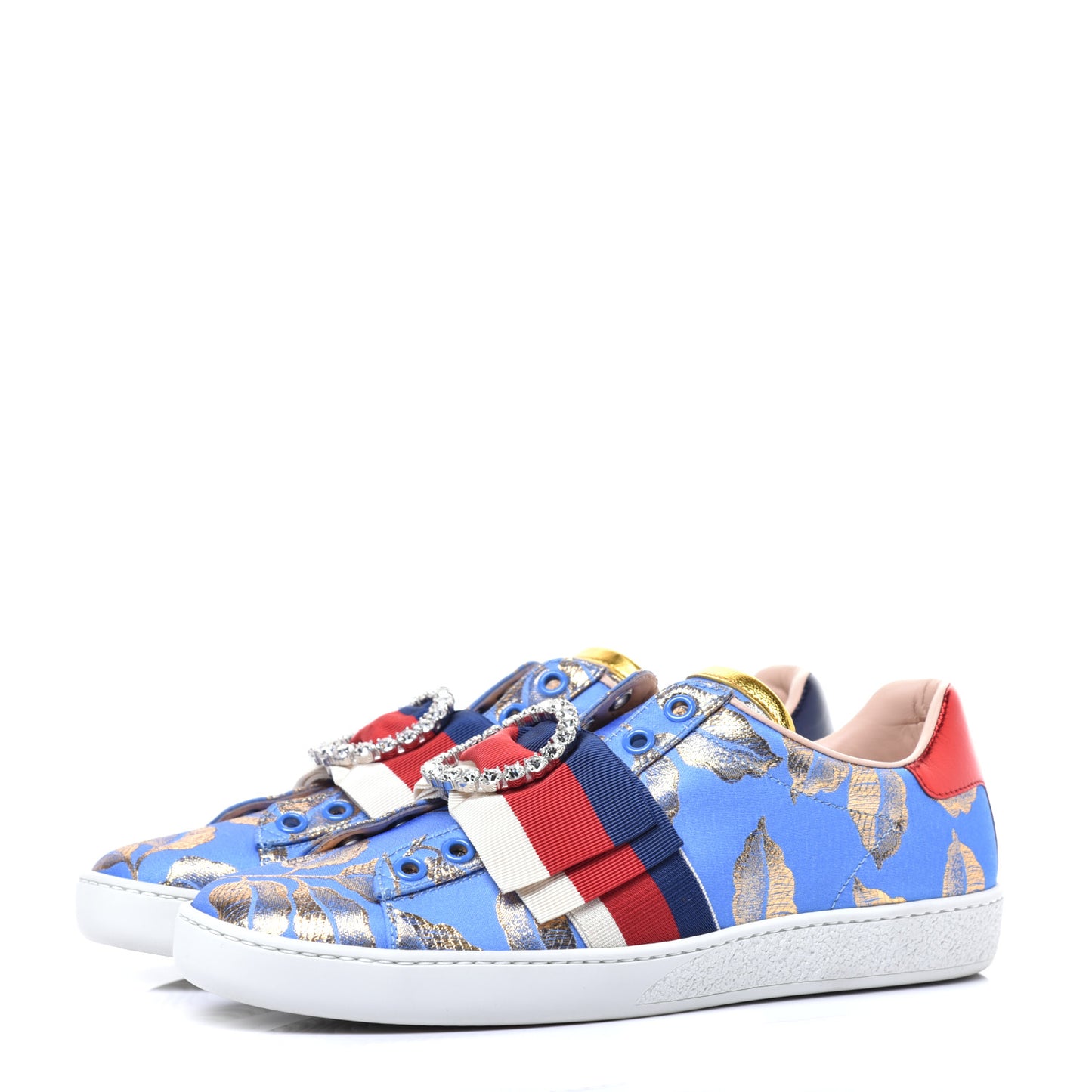 Lurex Jacquard Crystal Sylvie Web Branches Womens Ace Sneakers 36 Pervinca Gold