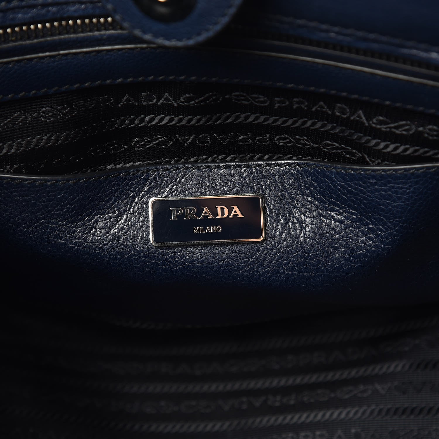 Prada Glace Calf Small Twin Pocket Tote Baltico 6 of 12