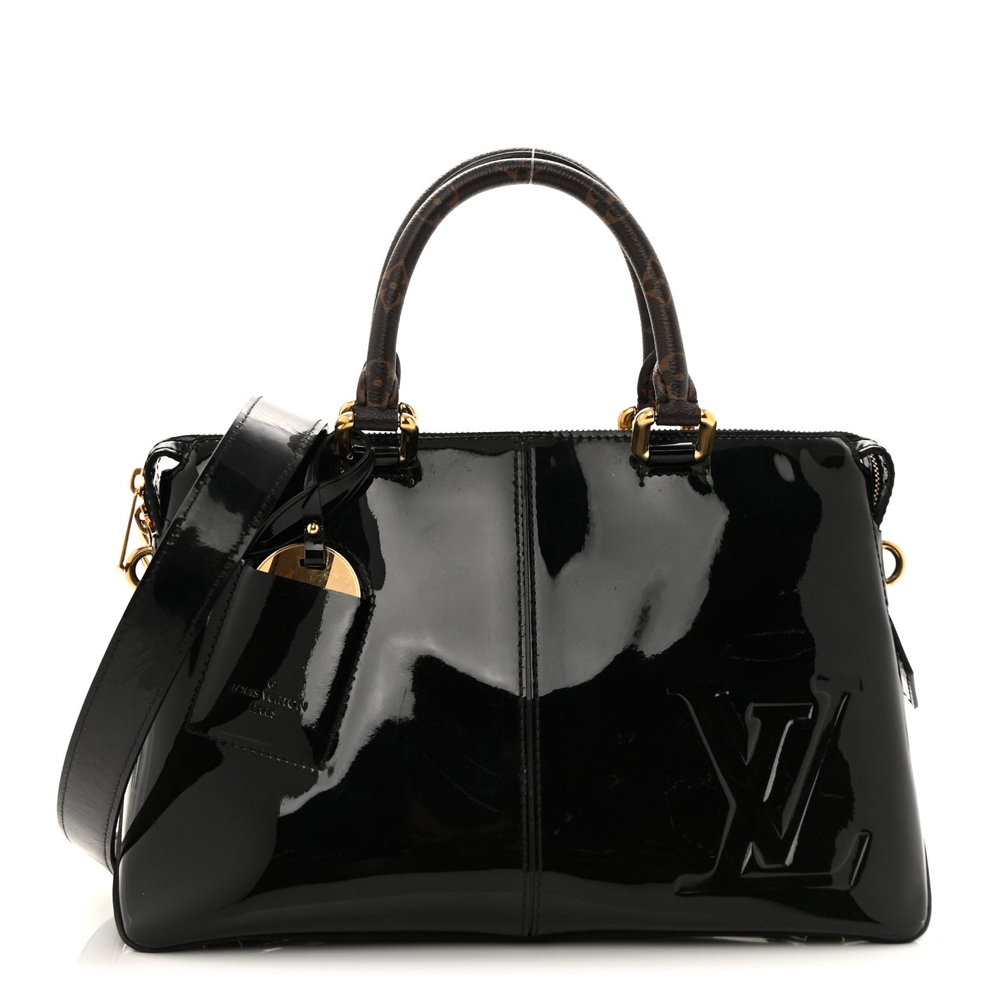Patent Calfskin Miroir Tote Black