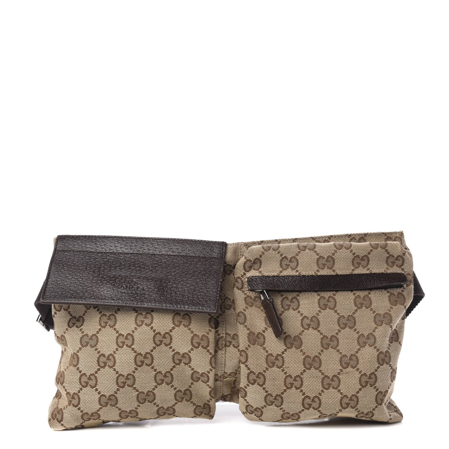 GG Monogram Double Pocket Belt Bag Dark Brown