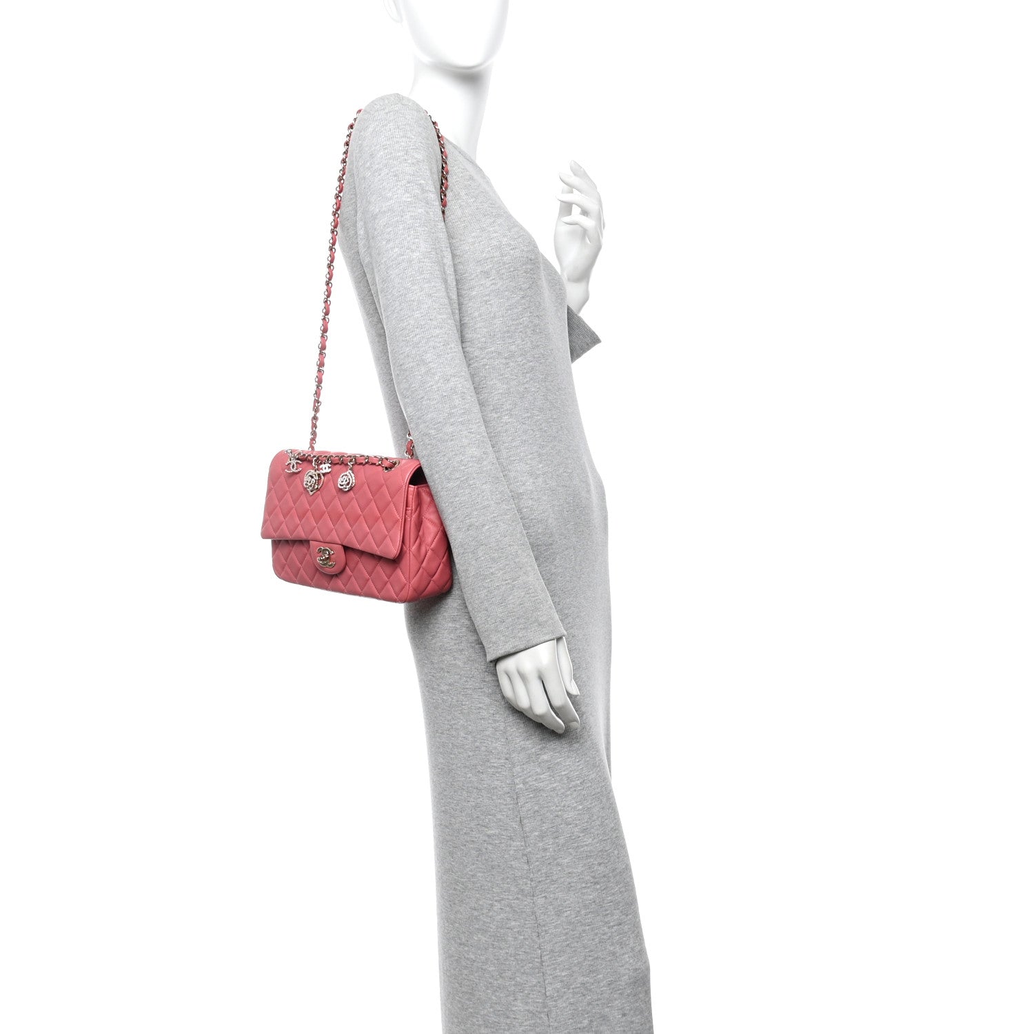 Chanel Lambskin Quilted Valentine Charms Medium Single Flap Pink 2 of 10