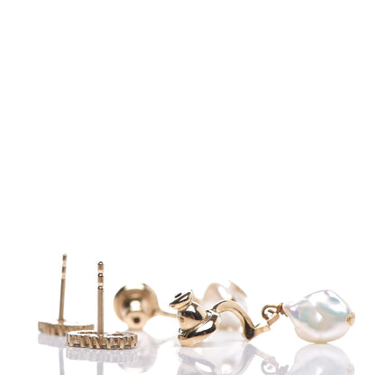 Christian Dior Crystal Pearl Shiny-D Earrings Gold 3 of 4