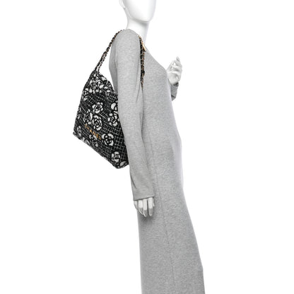 Chanel Cashmere Quilted Camellia Chanel 22 Black White 2 of 10