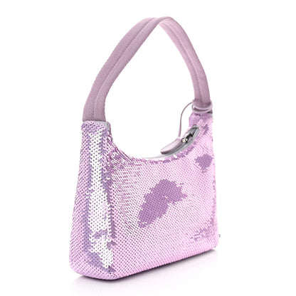 Prada Paillettes Sequin Mini Re-Edition 2000 Bag Lilium Black 3 of 11