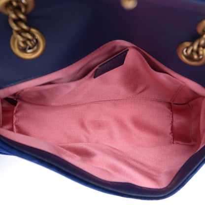 Gucci Velvet Matelasse Mini GG Marmont Shoulder Bag Cobalt Blue 4 of 9