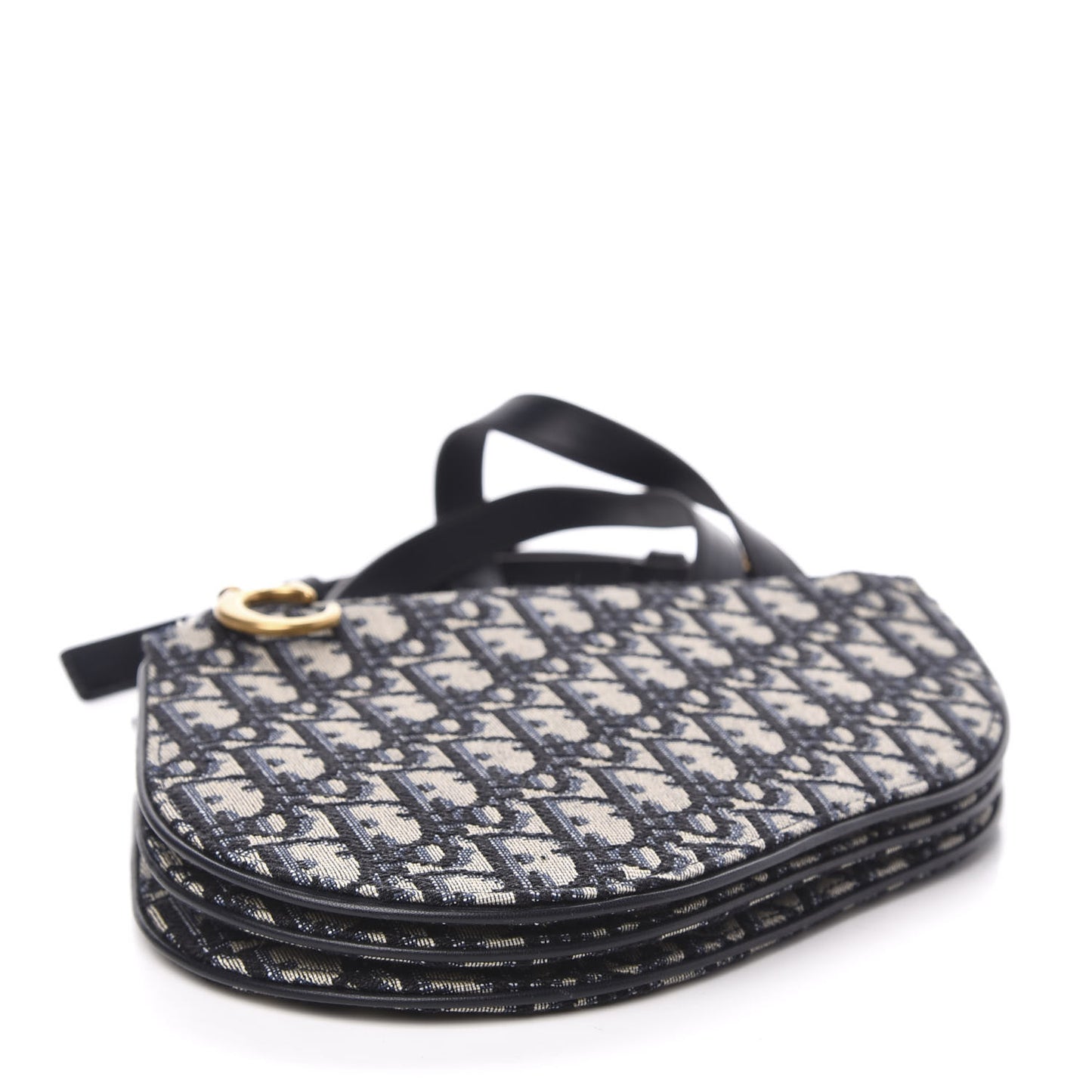 Oblique Saddle Pouch With Strap Navy Blue