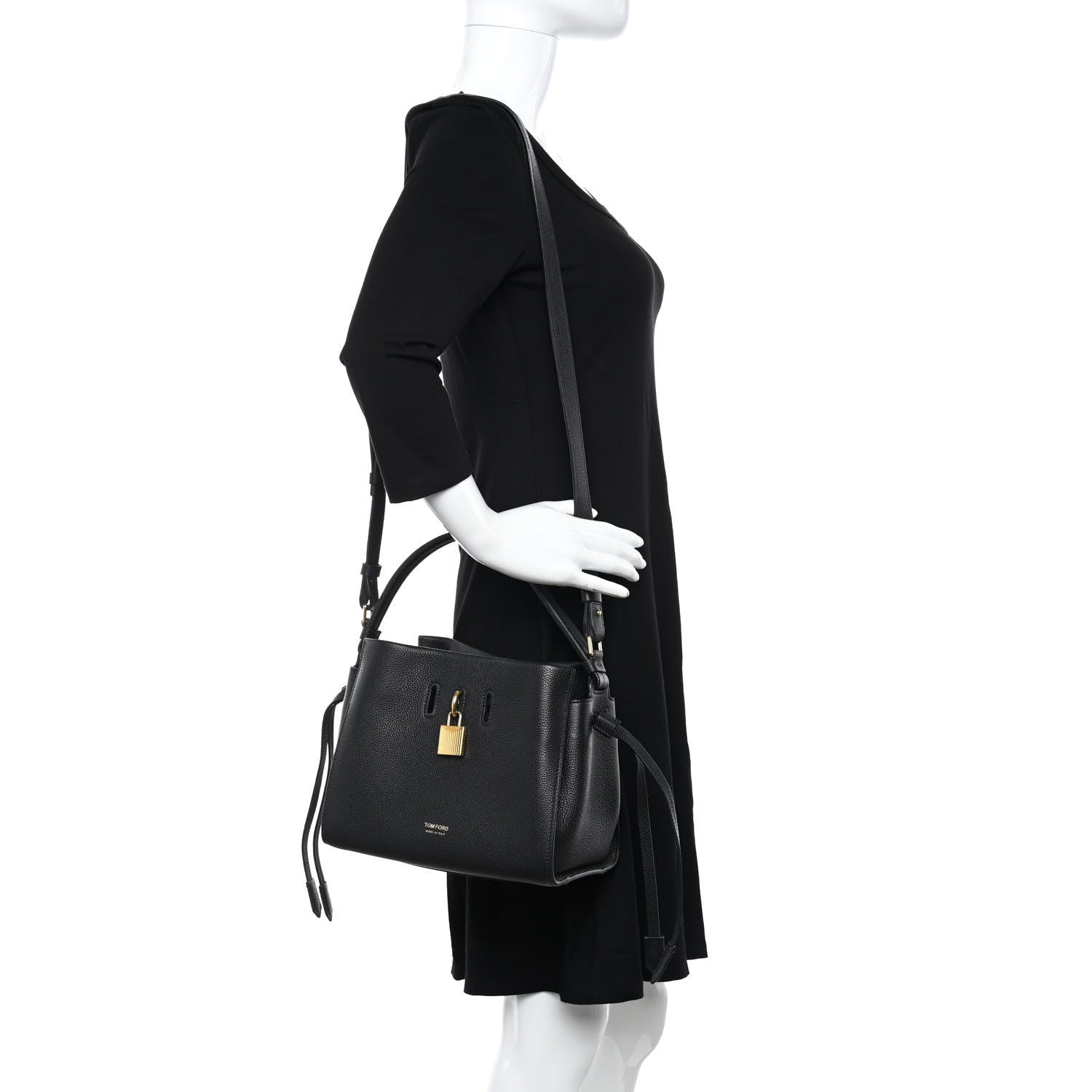 Tom Ford Grained Calfskin Small Padlock Top Handle Bag Black 3 of 9