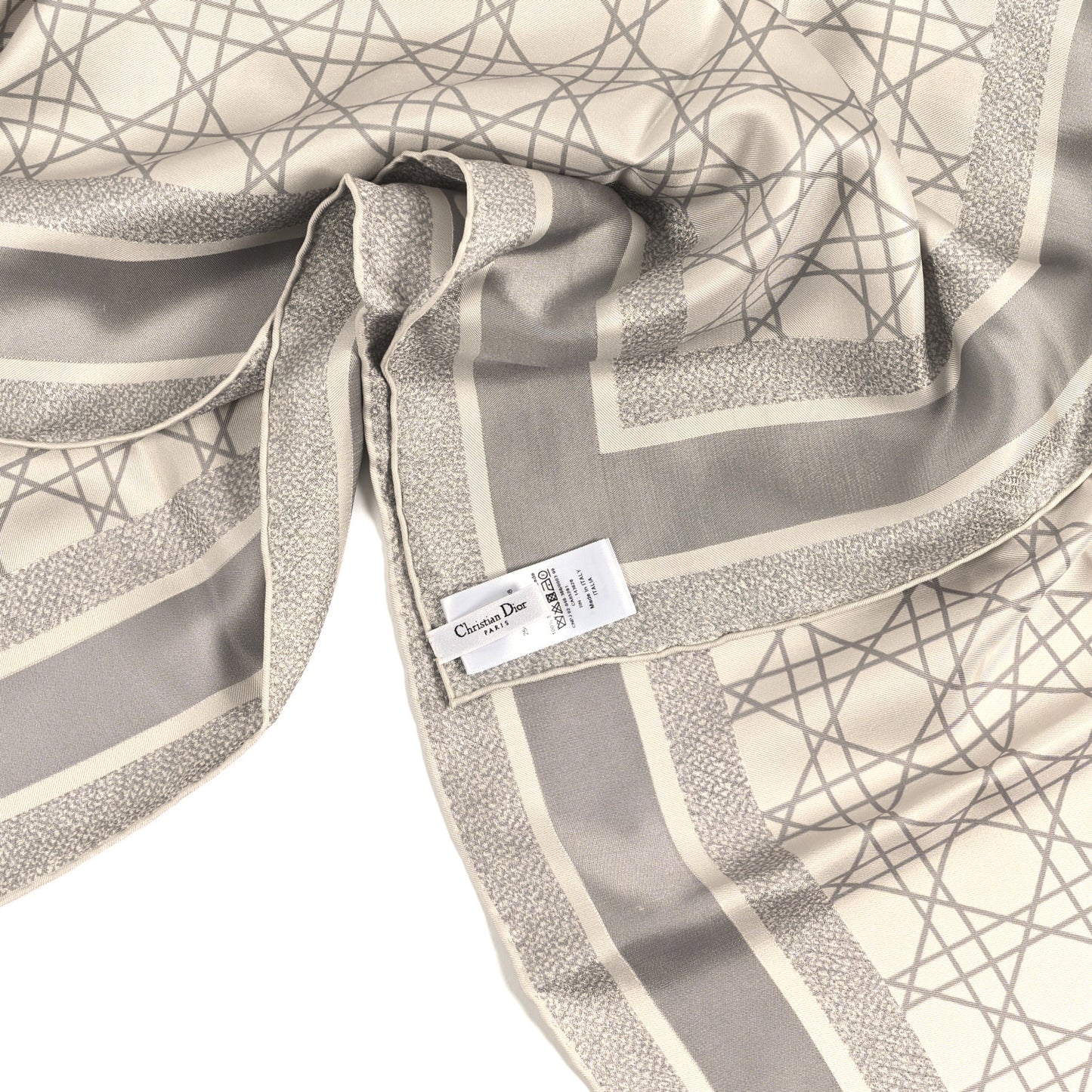 Silk Cannage Square Scarf 90 Fond White