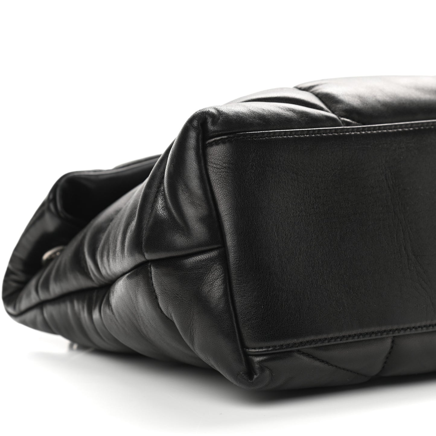 Lambskin Quilted Medium Loulou Puffer Monogram Chain Satchel Black