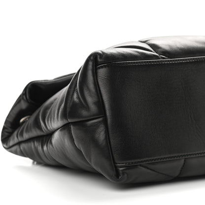 Saint Laurent Lambskin Quilted Medium Loulou Puffer Monogram Chain Satchel Black 8 of 9