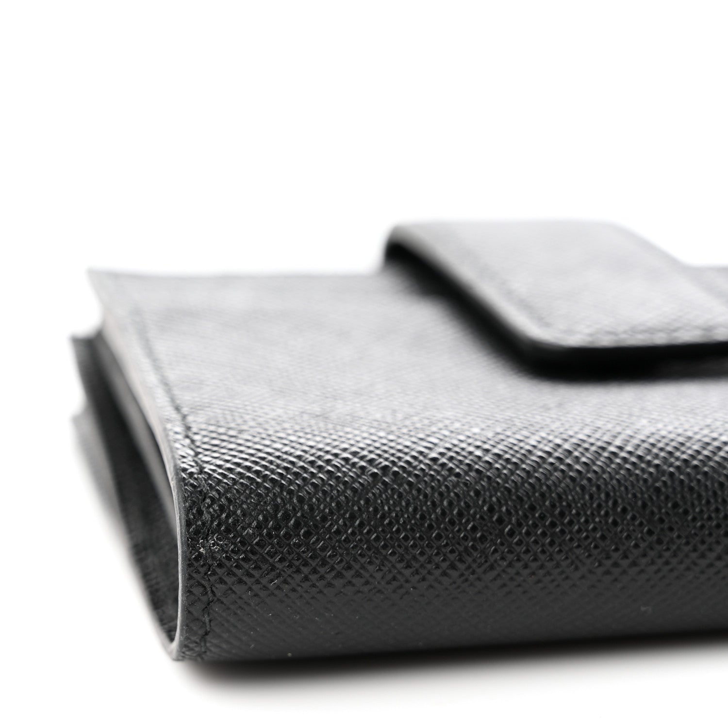 Prada Saffiano Metal Card Holder Compact Wallet Black 10 of 10
