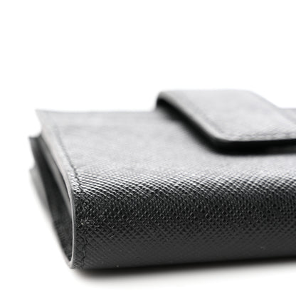 Prada Saffiano Metal Card Holder Compact Wallet Black 10 of 10