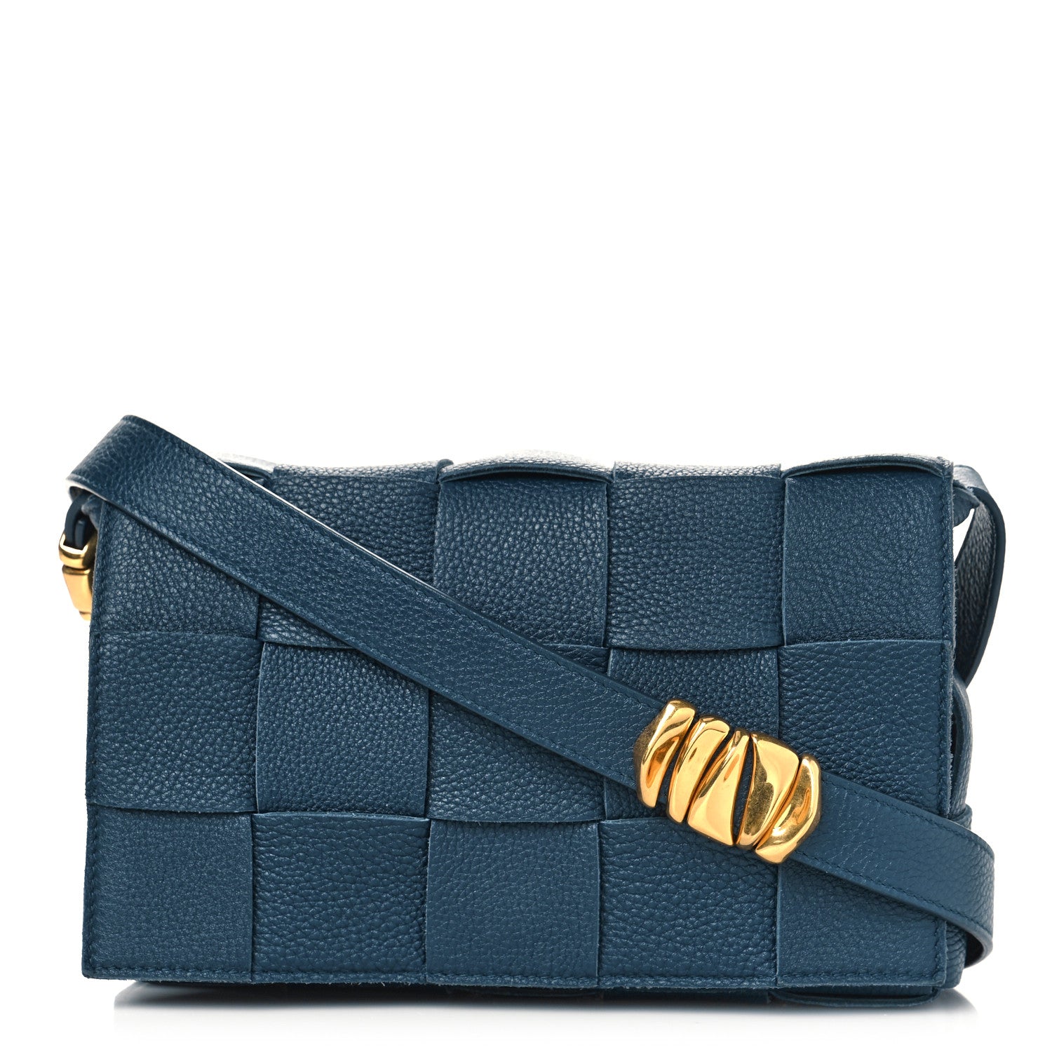 Bottega Veneta Grained Calfskin Maxi Intrecciato Cassette Crossbody Bag Deep Blue 1 of 8