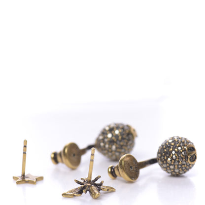 Christian Dior Metal Bee Star Tribale Earrings Aged Gold 3 of 4