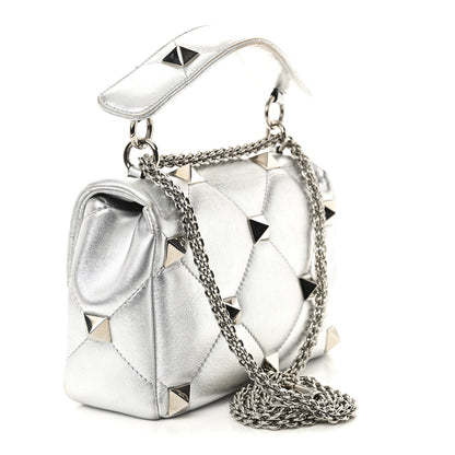 Valentino Garavani Nappa Medium Roman Stud Shoulder Bag Silver 3 of 11