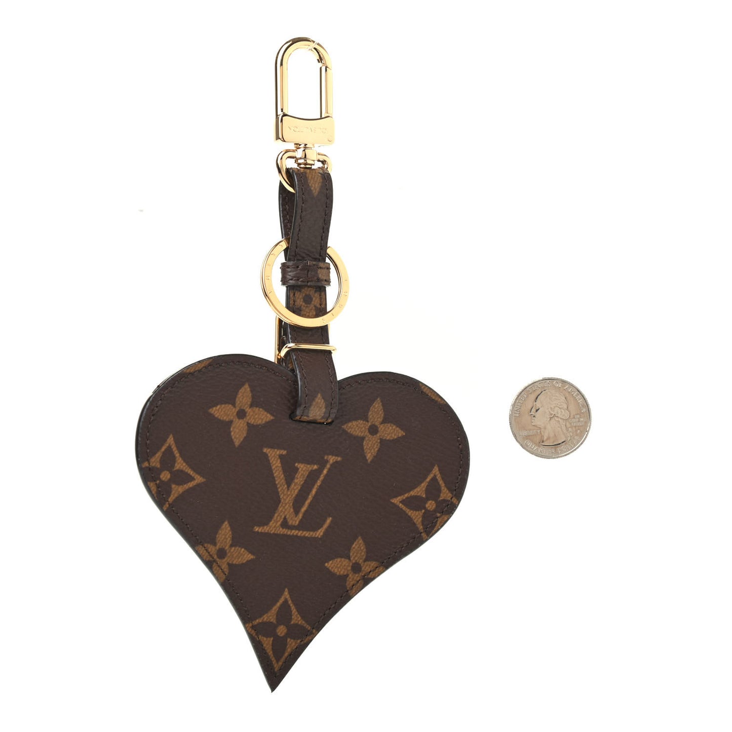 Epi Monogram Game On Heart Bag Charm Key Holder Red