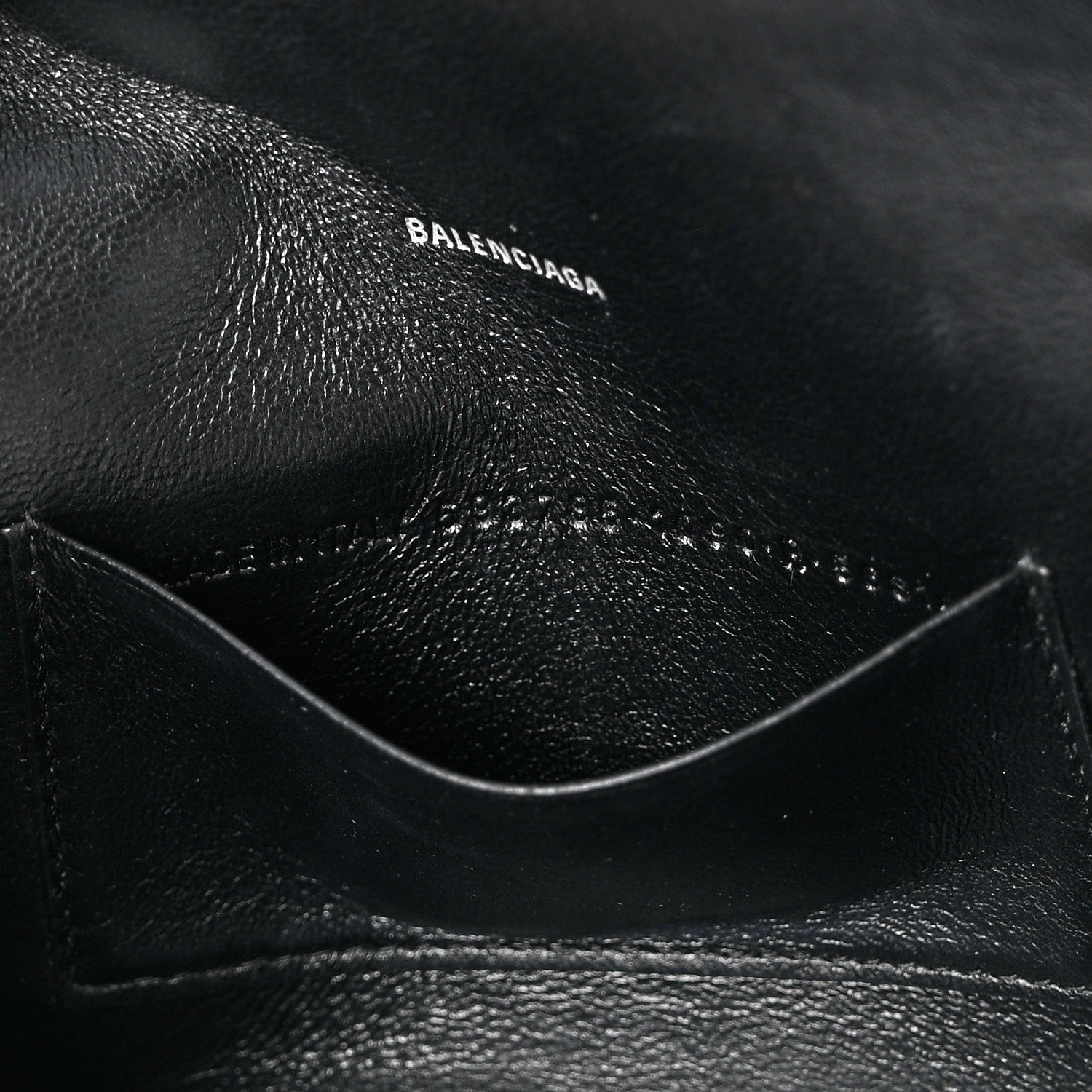 Balenciaga Grained Calfskin Logo Cash Phone Holder Wallet On Chain Black White 7 of 14
