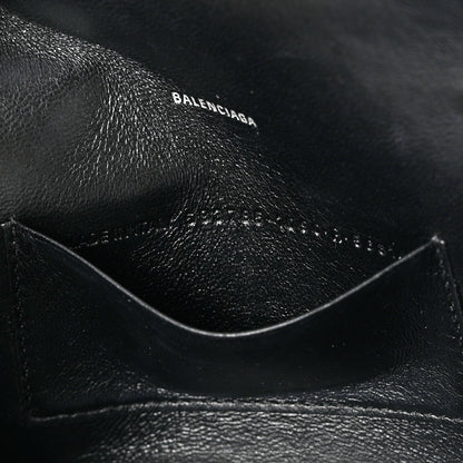 Balenciaga Grained Calfskin Logo Cash Phone Holder Wallet On Chain Black White 7 of 14