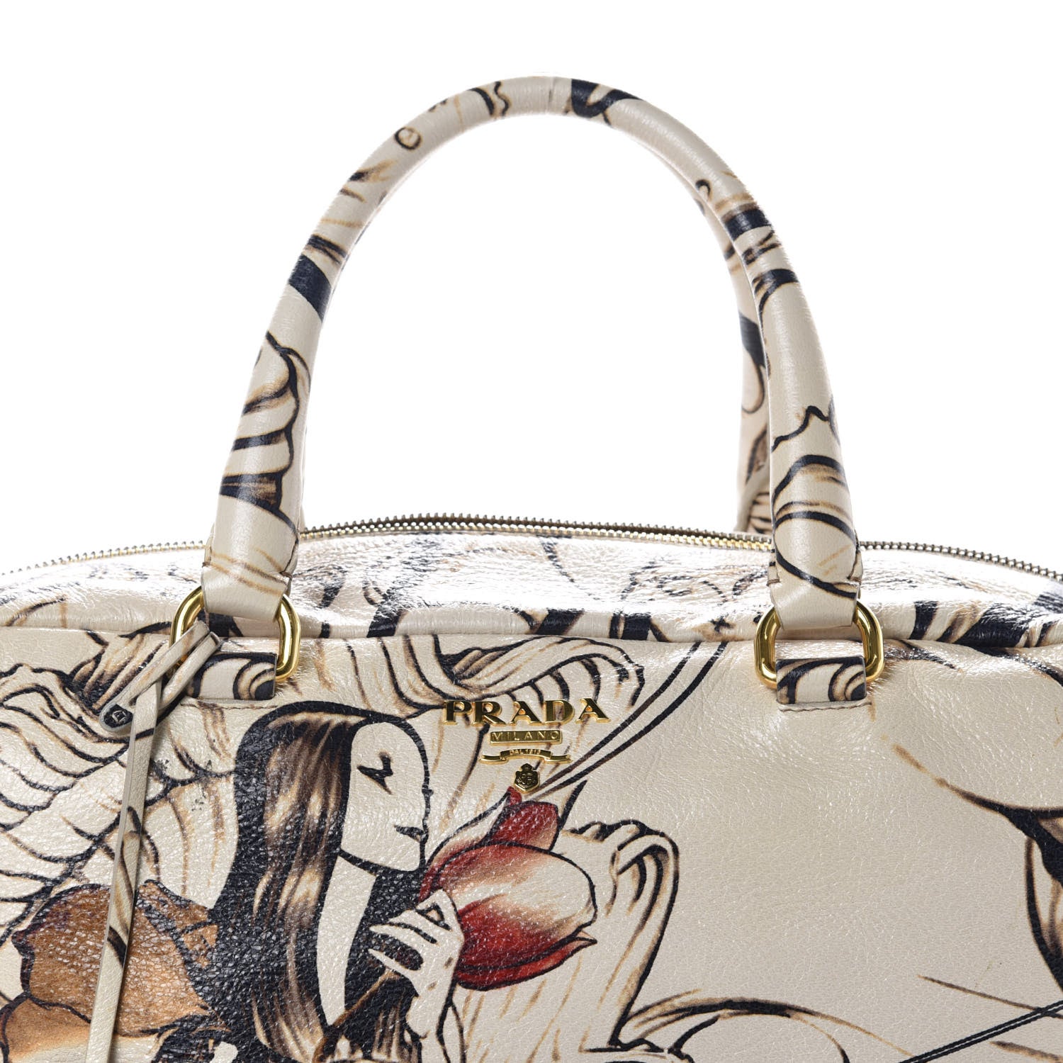Prada X JAMES JEAN Cervo Lux Fairy Print Large Double Handle Boston Bag Prugna 11 of 11