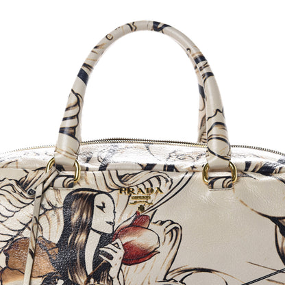 Prada X JAMES JEAN Cervo Lux Fairy Print Large Double Handle Boston Bag Prugna 11 of 11