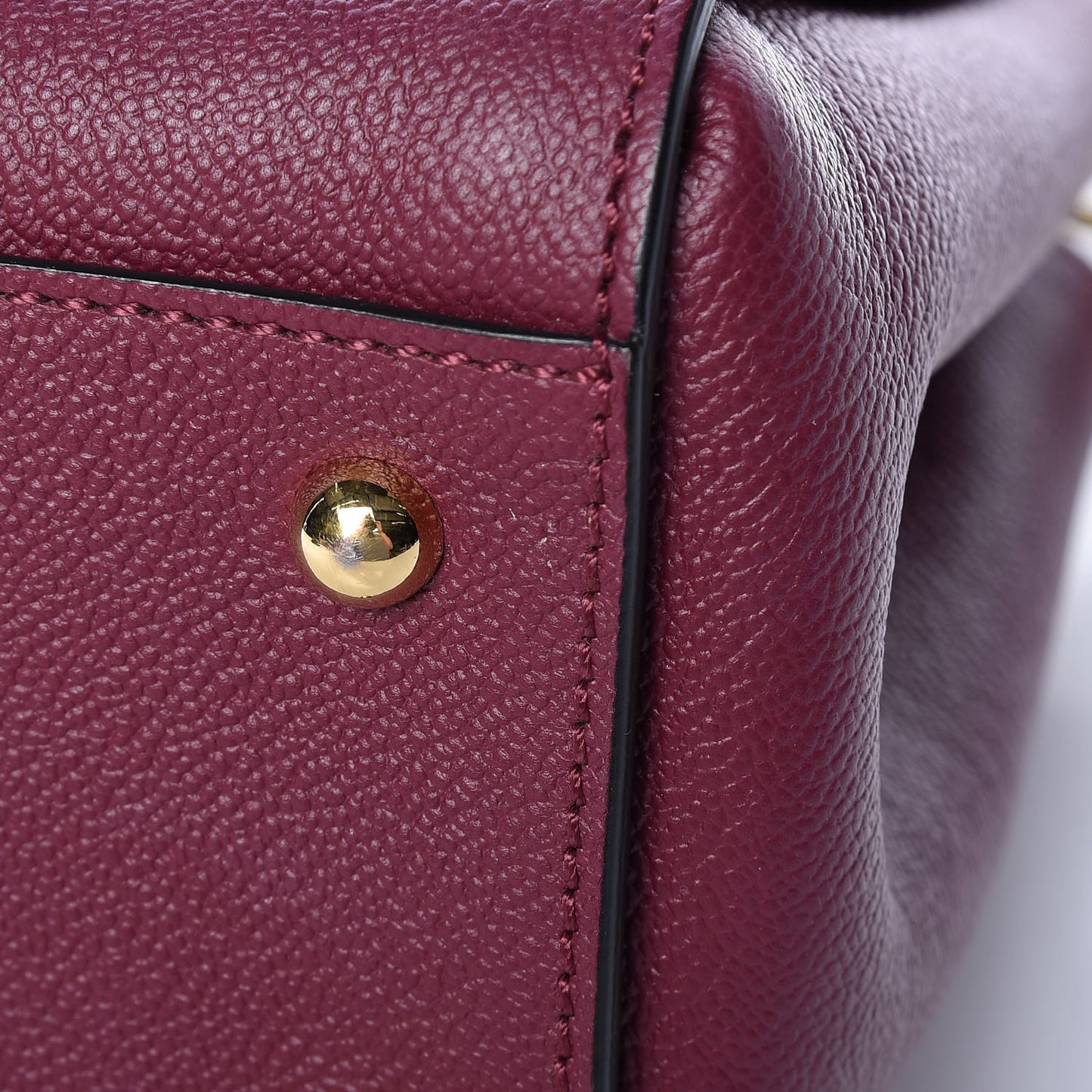 Soft Grain Calfskin Small Buckle Tote Dark Plum