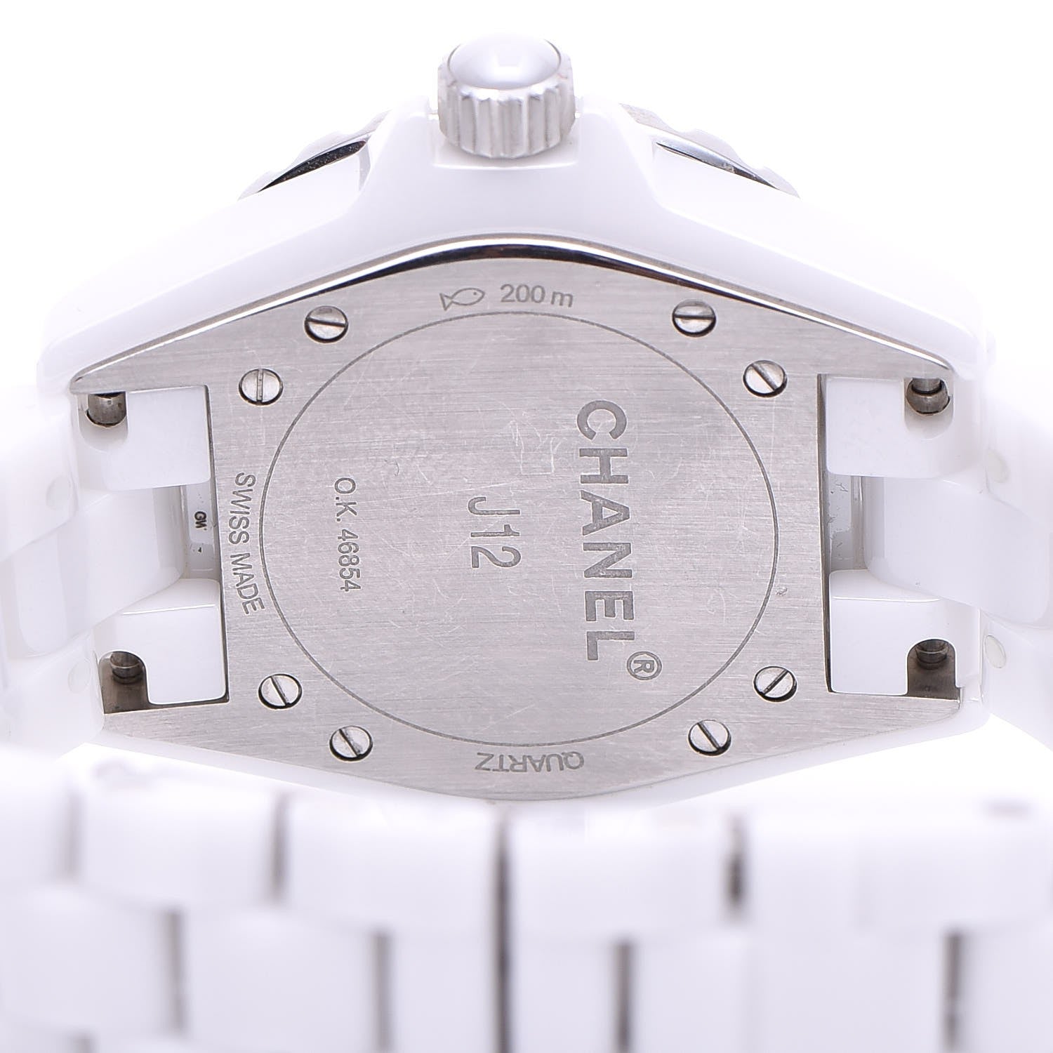 Chanel Stainless Steel Ceramic Diamond 33mm J12 Quartz Watch White 5 of 7