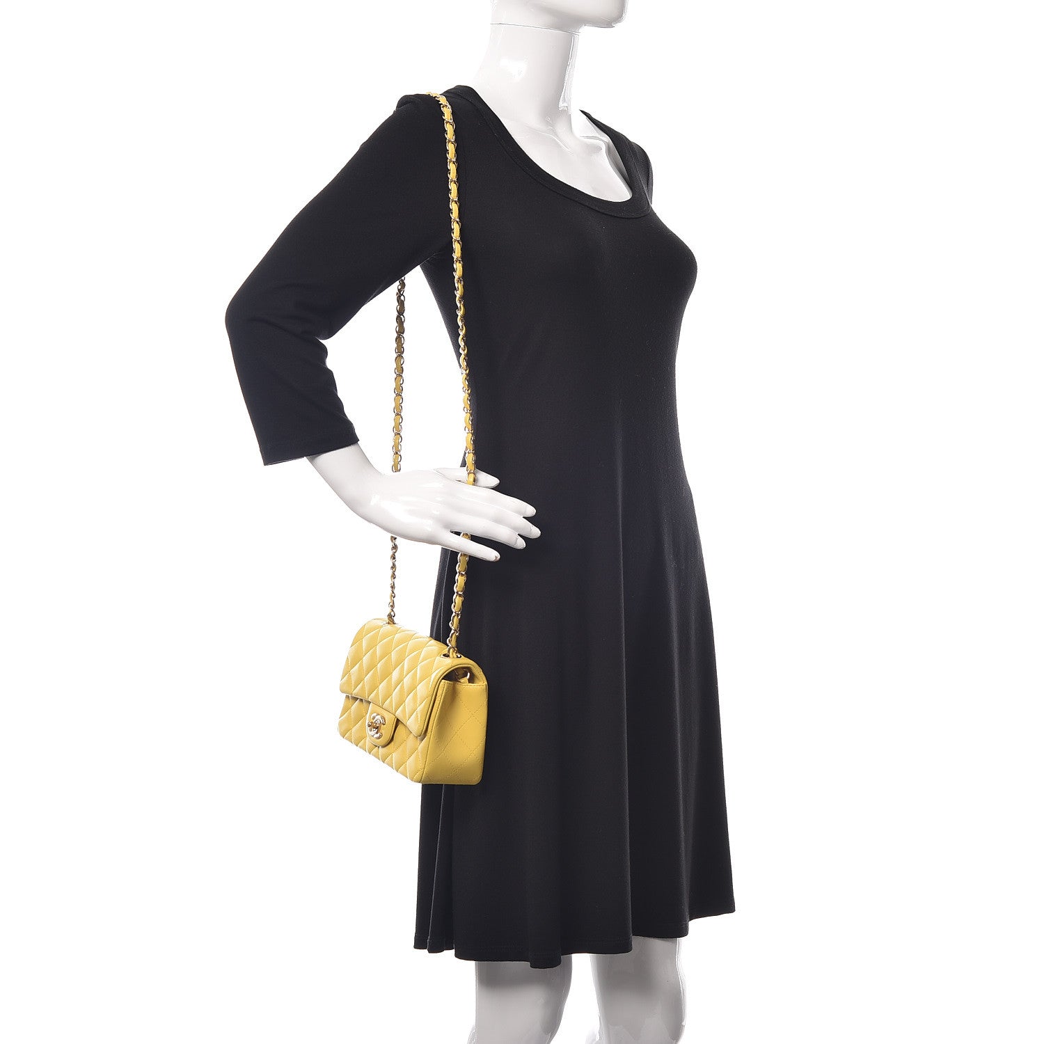 Chanel Lambskin Quilted Mini Rectangular Flap Yellow 2 of 11