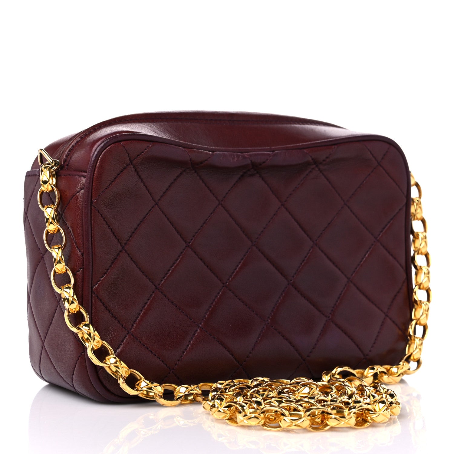 Chanel Lambskin Quilted Tassel CC Camera Case Burgundy 3 of 14