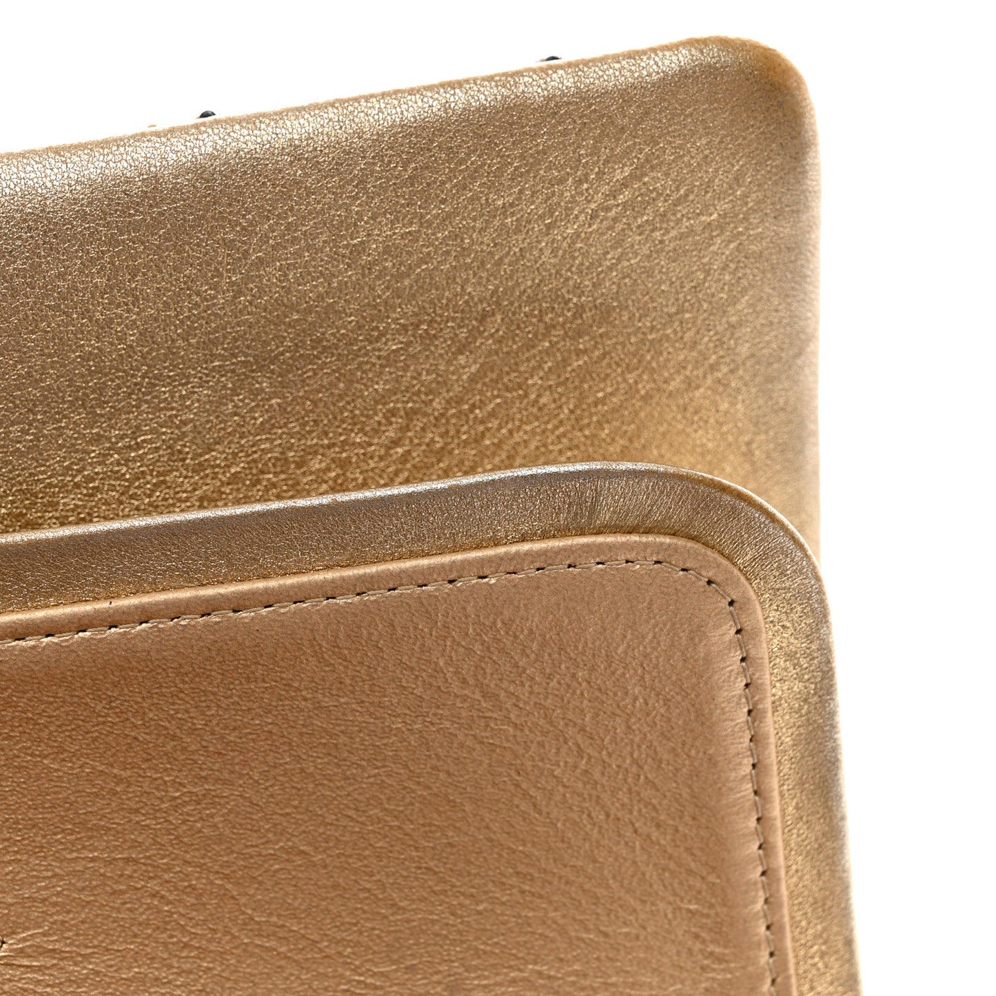 Metallic Washed Lambskin Quilted Medium Double Flap Dark Gold Black