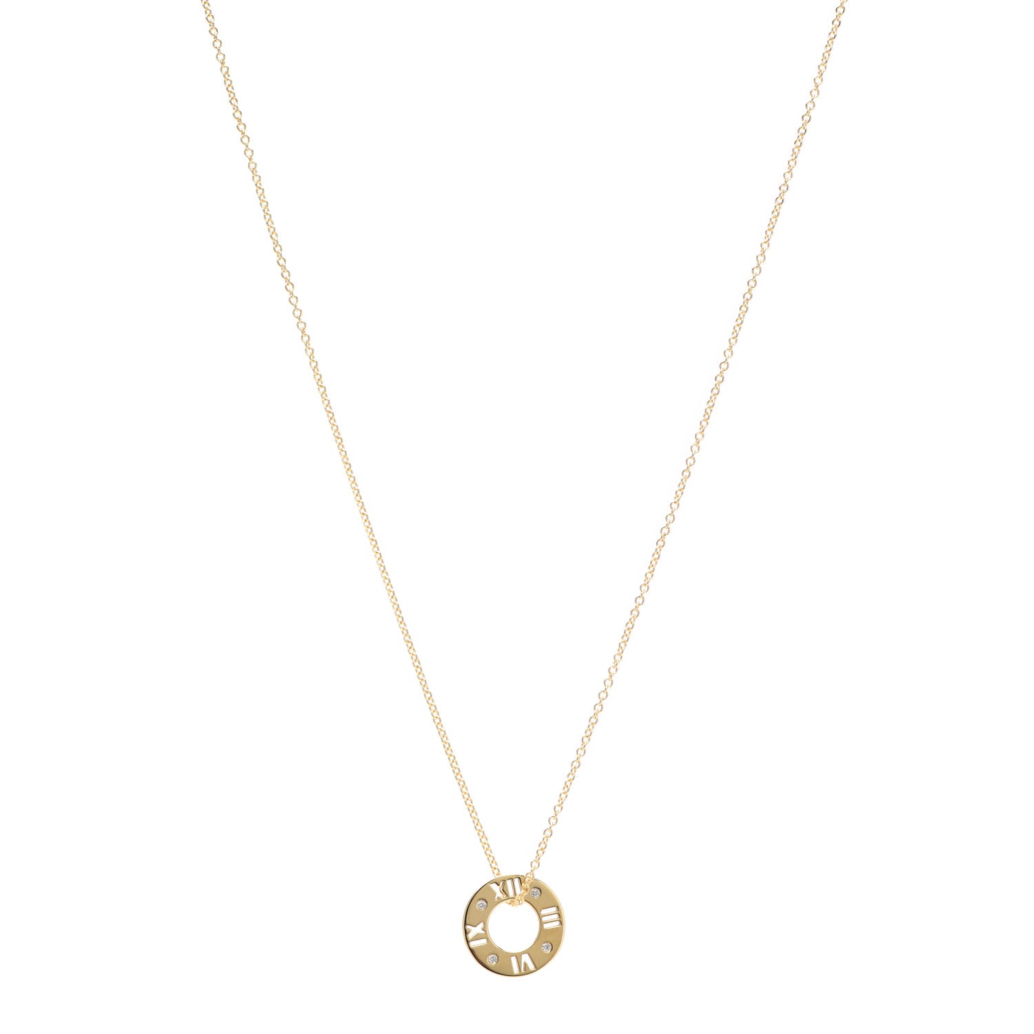 Tiffany 18K Yellow Gold Diamond Atlas Pierced Pendant Necklace 1 of 5