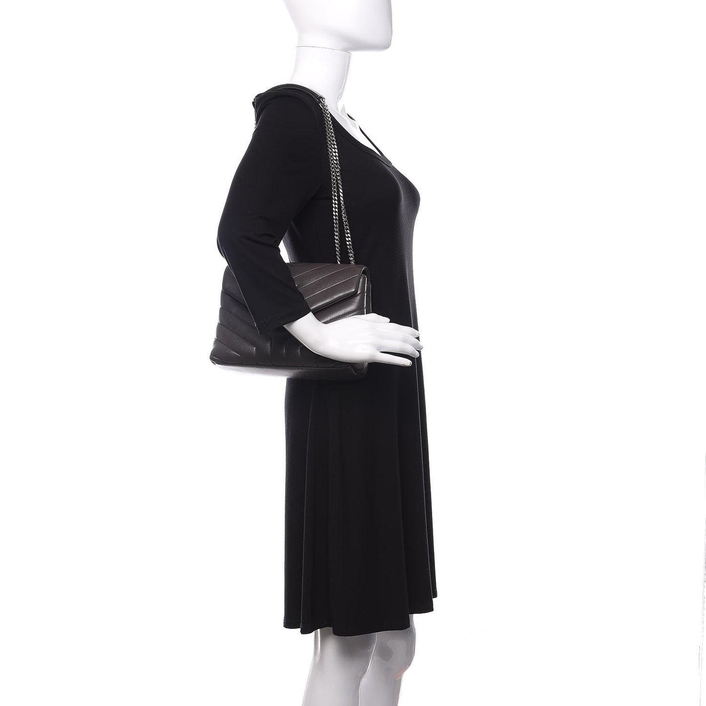 Calfskin Y Quilted Monogram Small Loulou Chain Satchel Asphalt