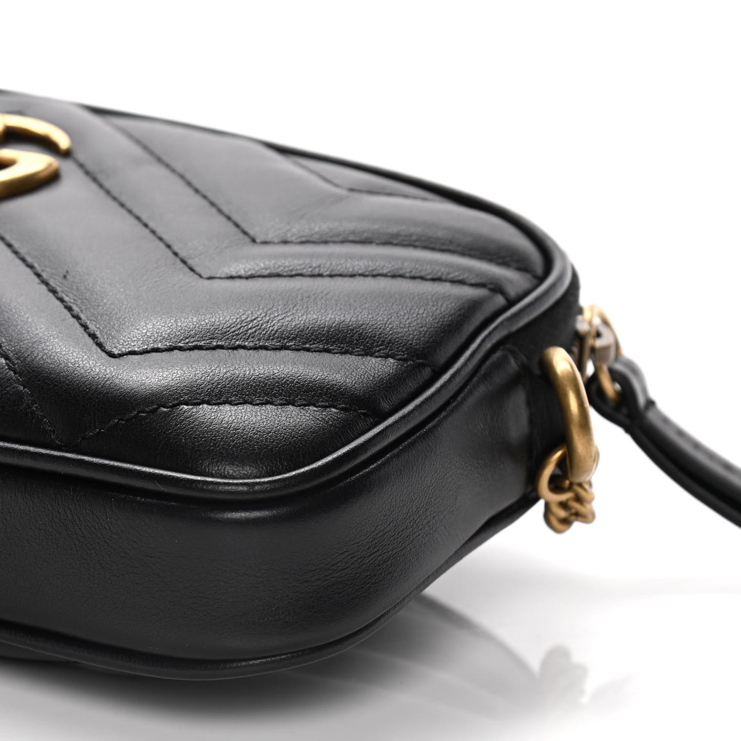 Calfskin Matelasse Mini GG Marmont Chain Crossbody Bag Black