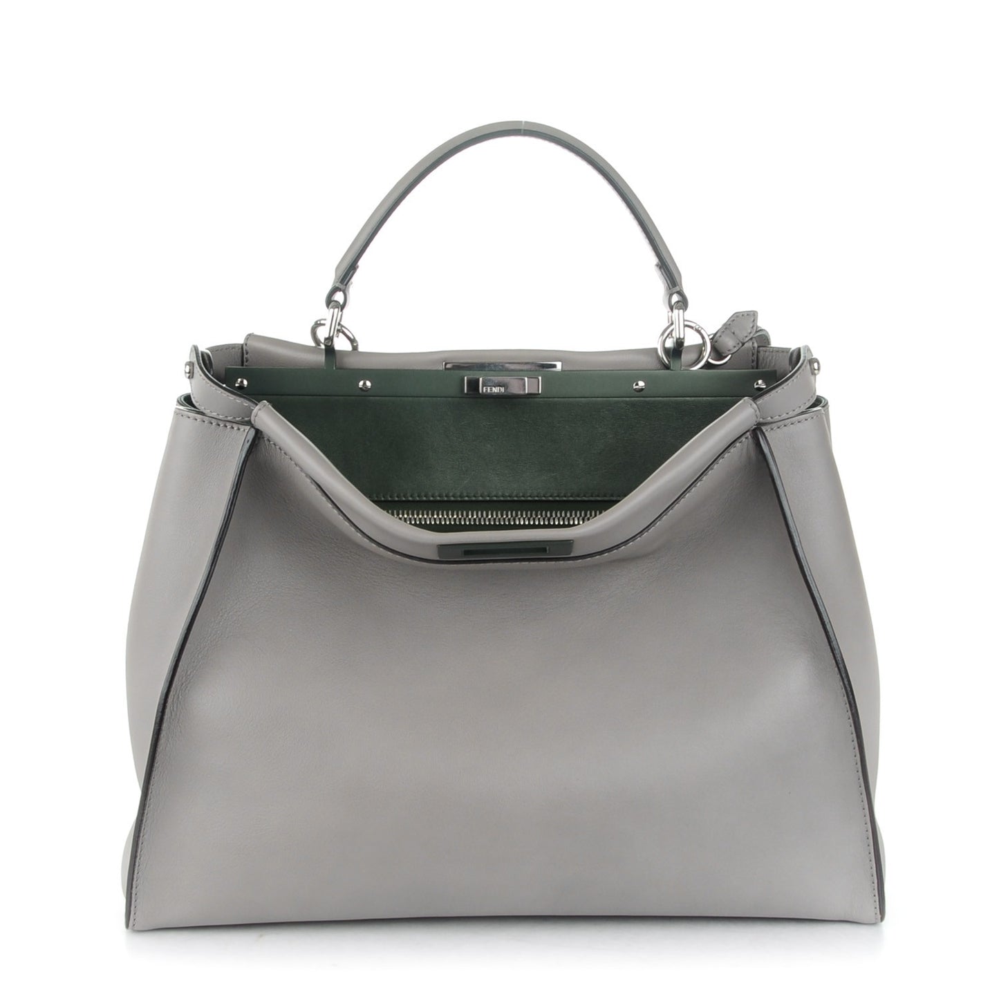 Vitello Dolce Marmol Large Peekaboo Iconic Satchel Asfalto Verde Salvia