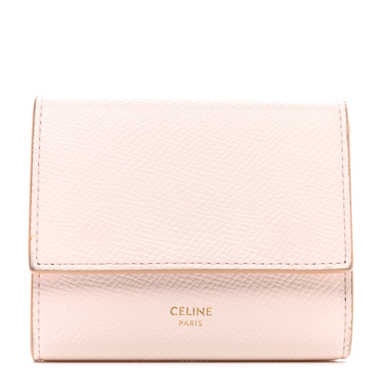 Grained Calfskin Small Tri-Fold Wallet Light Pink