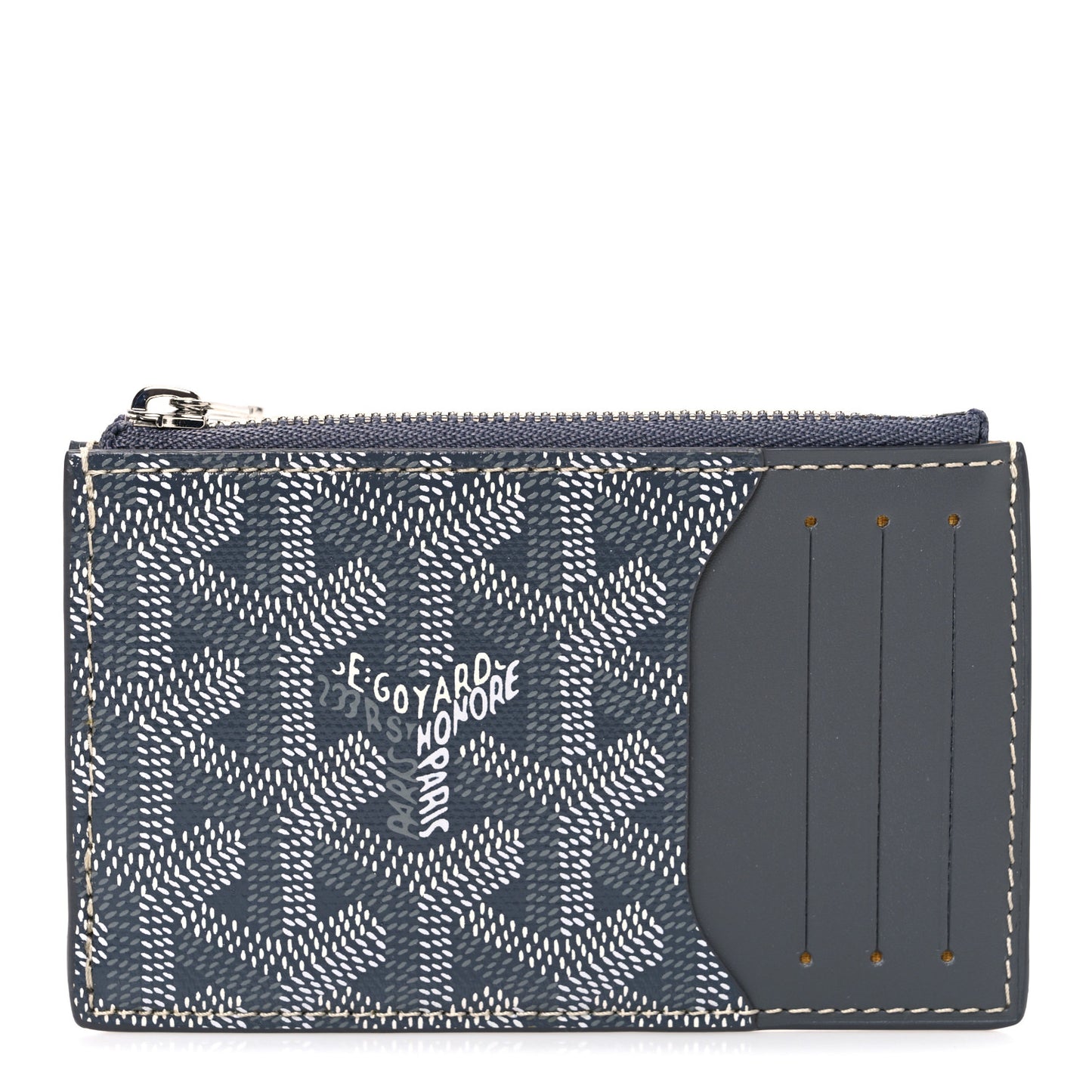 Goyardine Bourbon Zipped Card Holder Grey