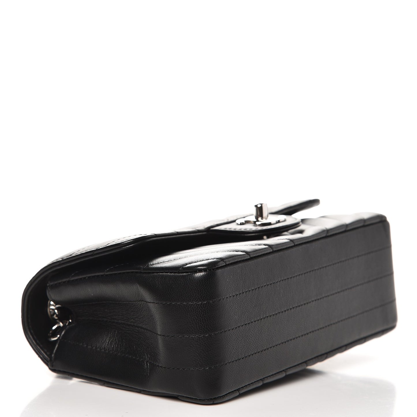 Lambskin Chevron Quilted Mini Rectangular Flap Black