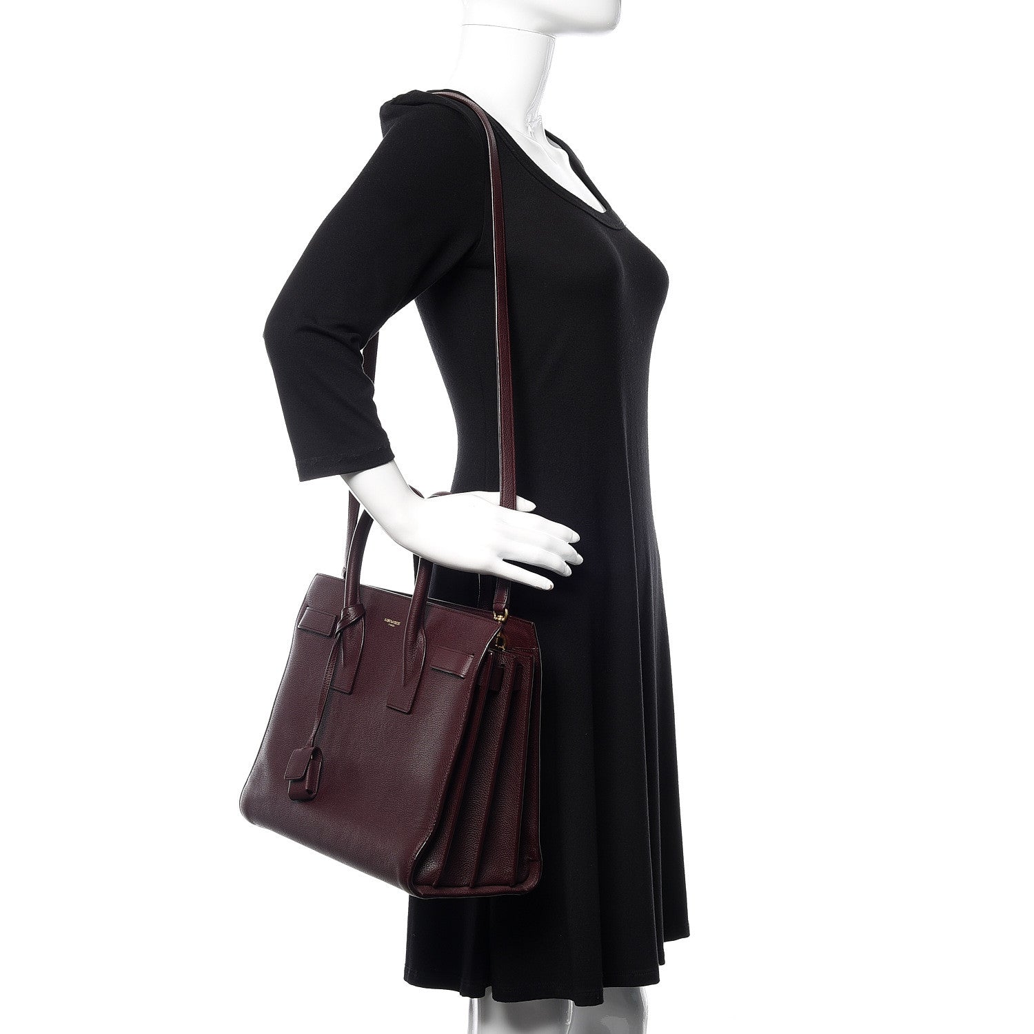 Saint Laurent Grained Calfskin Small Classic Sac De Jour Bordeaux 2 of 17