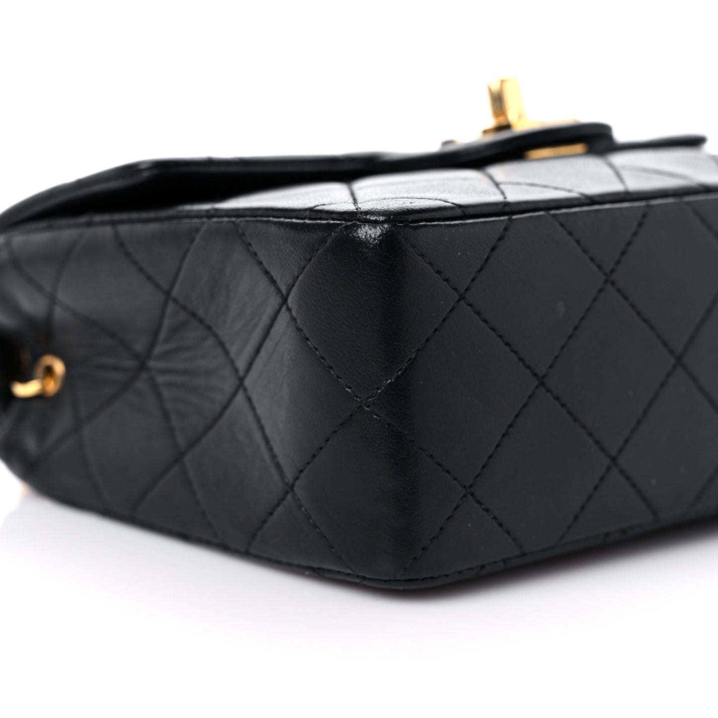 Lambskin Quilted Mini Square Flap Bag Black