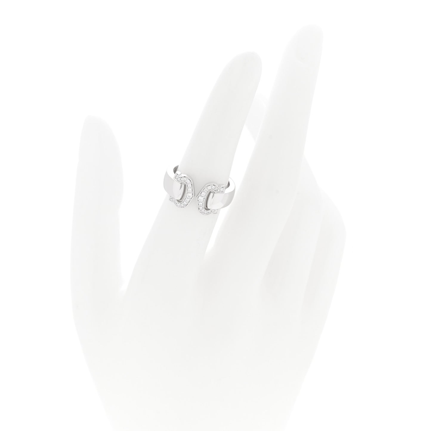 18K White Gold Diamond C De Cartier Ring 51 5.75