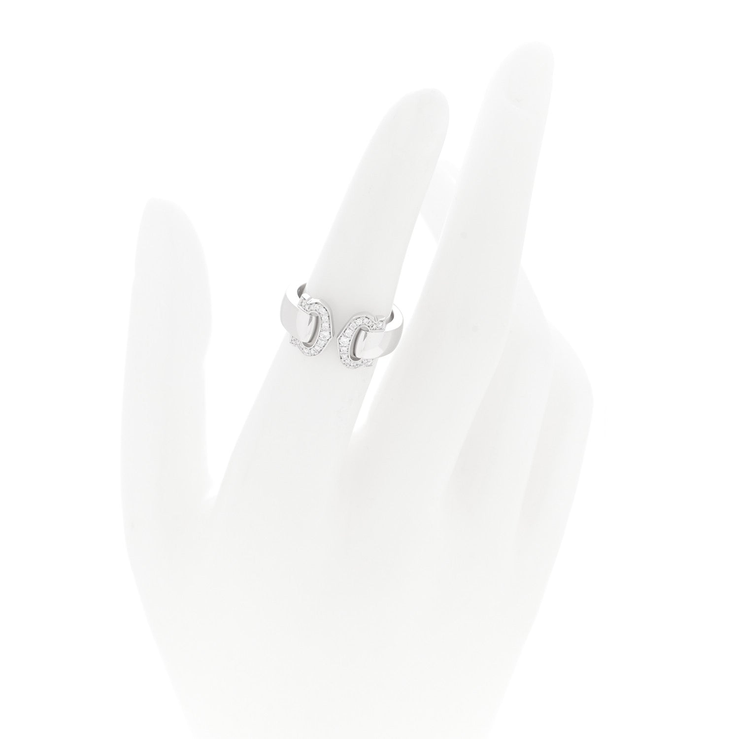 Cartier 18K White Gold Diamond C De Cartier Ring 51 5.75 2 of 4
